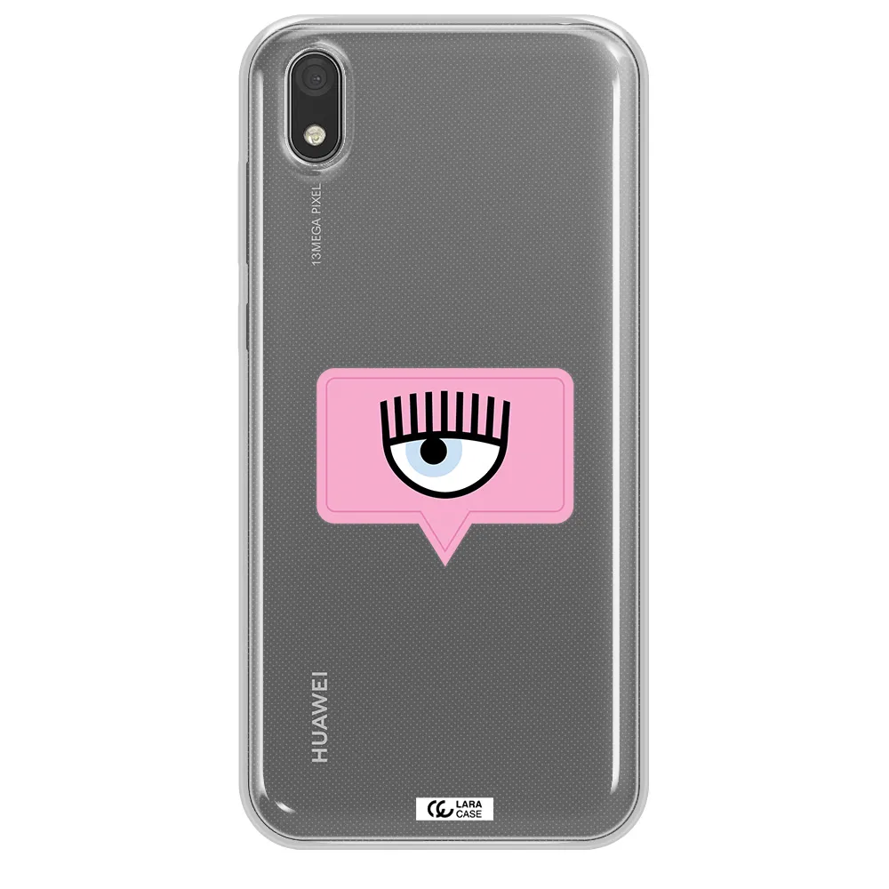 A Pink Chat Bubble With Eye And Eyelashes Huawei Y5 2019 Clear Tpu Case