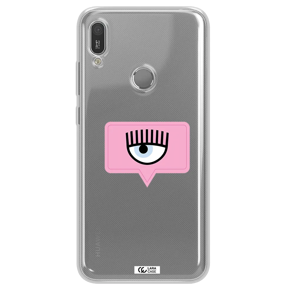 A Pink Chat Bubble With Eye And Eyelashes Huawei Y6 2019 Clear Tpu Case