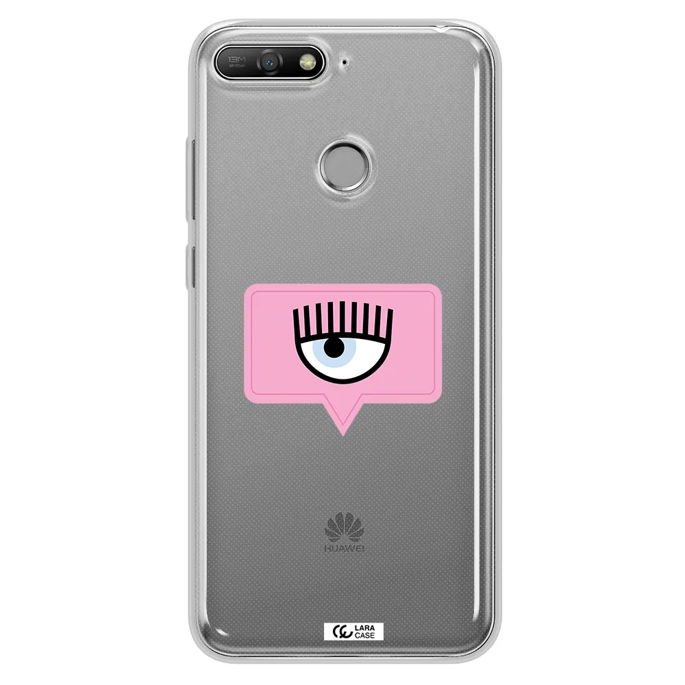 A Pink Chat Bubble With Eye And Eyelashes Huawei Y6 Prime 2018 Clear Tpu Case