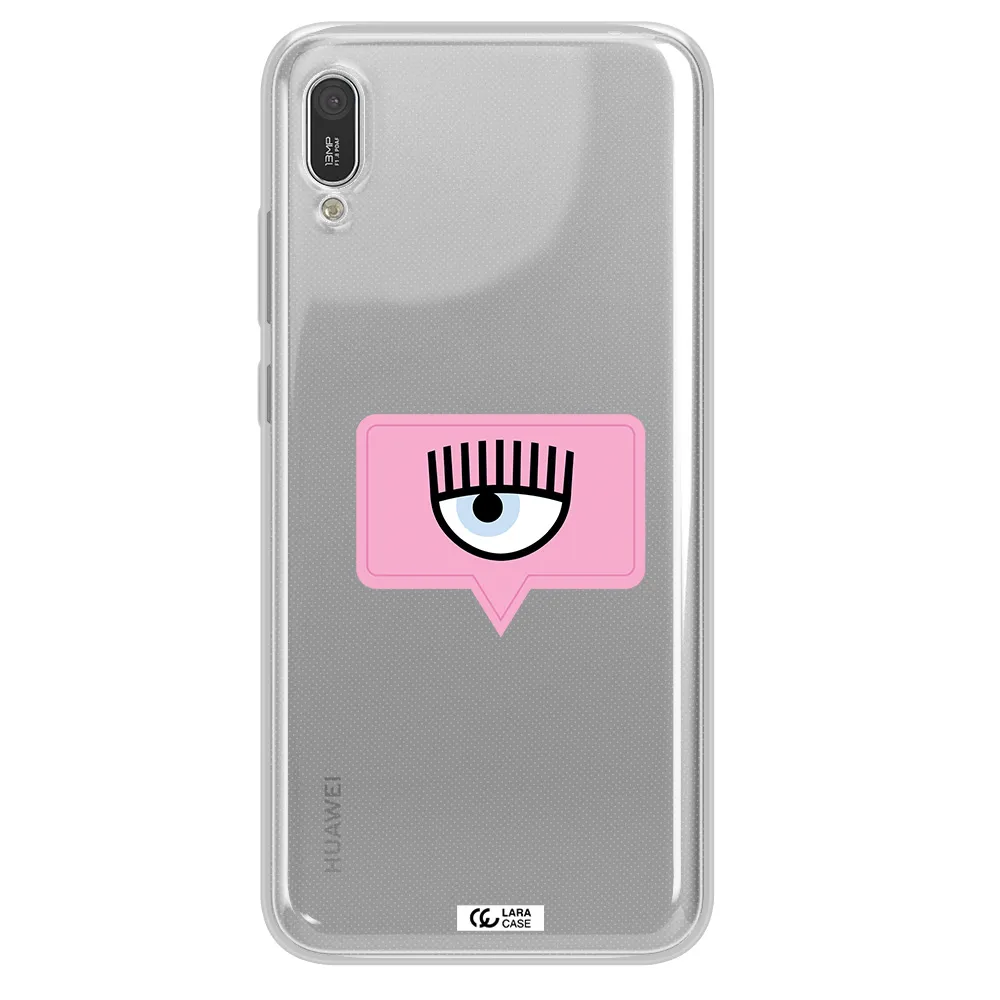 A Pink Chat Bubble With Eye And Eyelashes Huawei Y6 Pro 2019 Clear Tpu Case