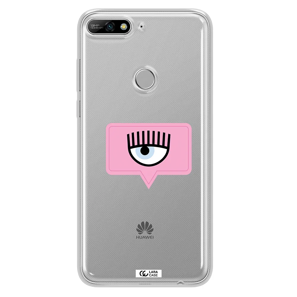 A Pink Chat Bubble With Eye And Eyelashes Huawei Y7 2018 Clear Tpu Case