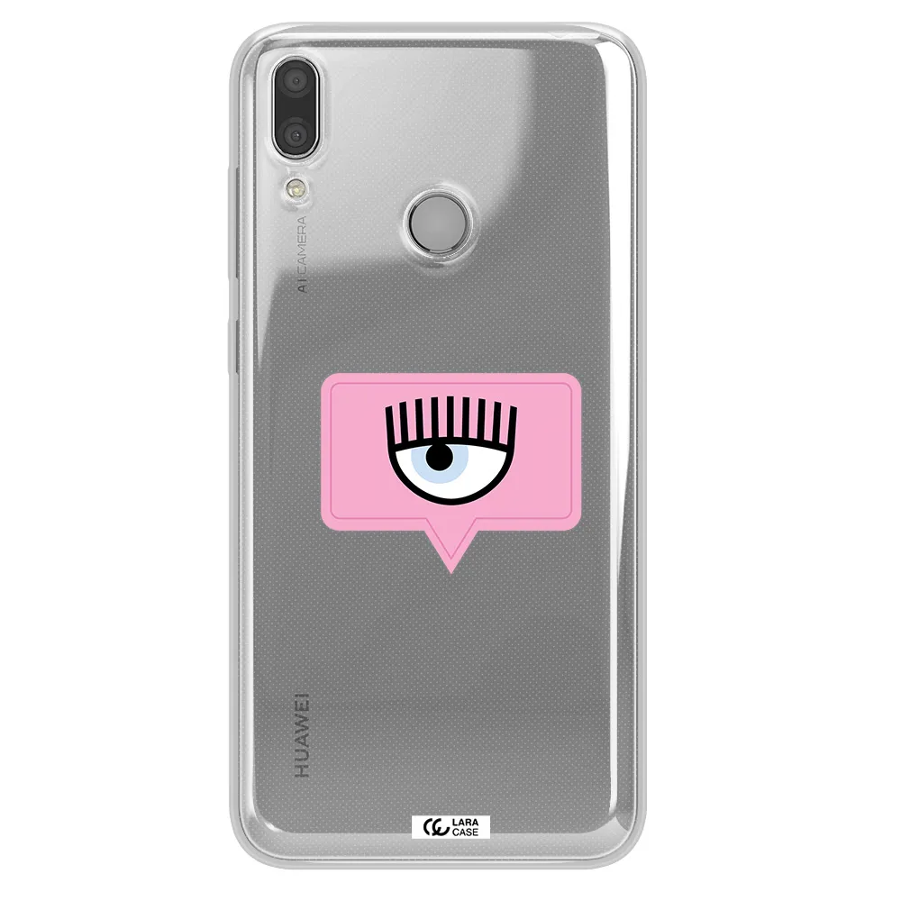 A Pink Chat Bubble With Eye And Eyelashes Huawei Y7 2019 Clear Tpu Case