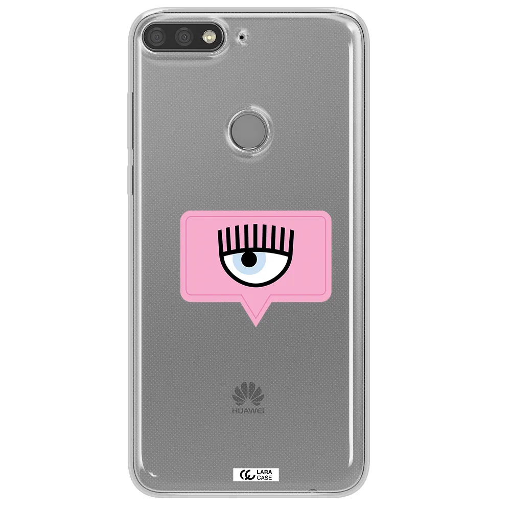 A Pink Chat Bubble With Eye And Eyelashes Huawei Y7 Prime 2018 Clear Tpu Case