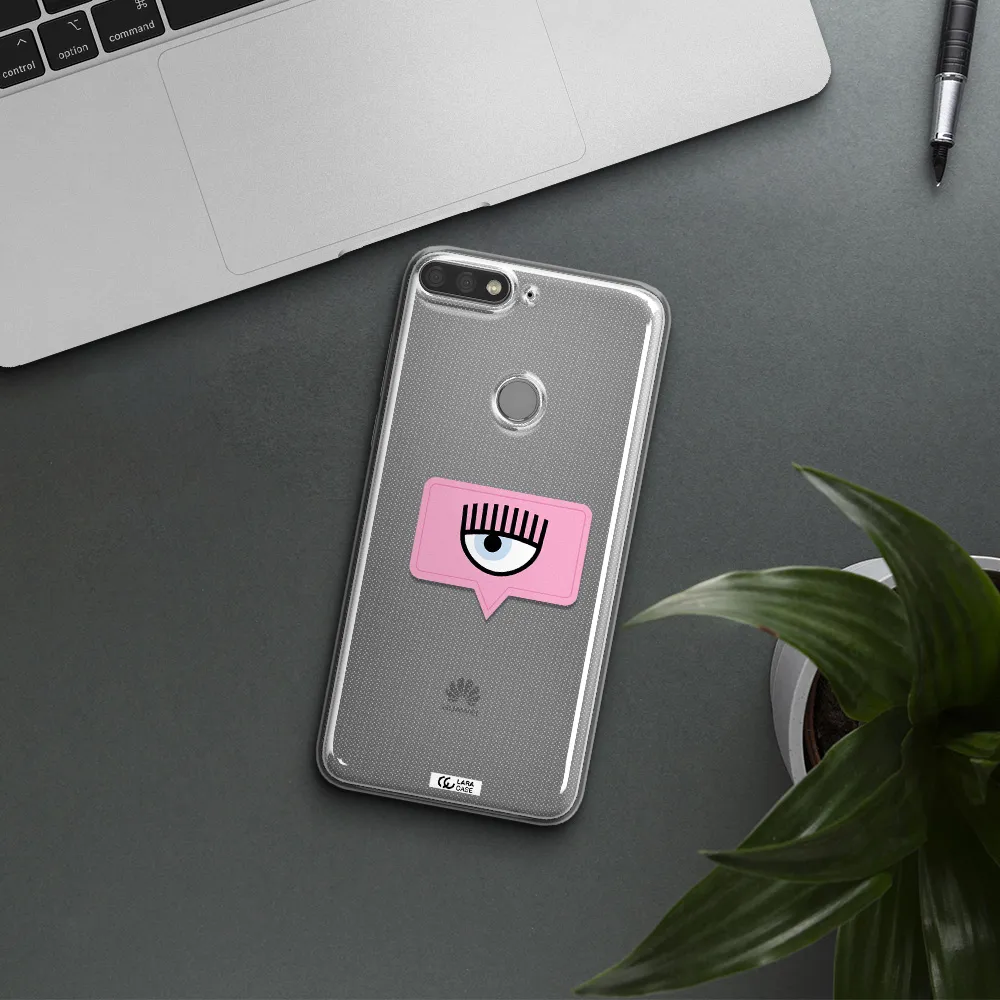 A Pink Chat Bubble With Eye And Eyelashes Huawei Y7 Prime 2018 Clear Tpu Case