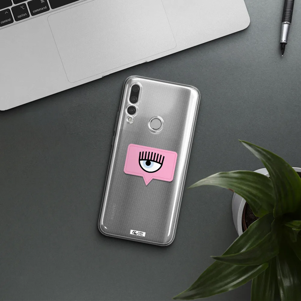 A Pink Chat Bubble With Eye And Eyelashes Huawei Y9 Prime 2019 Clear Tpu Case