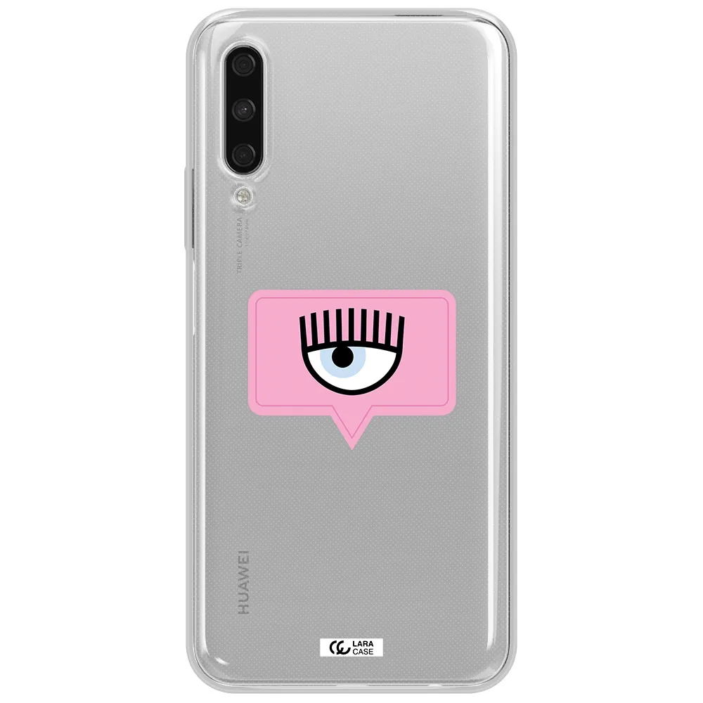 A Pink Chat Bubble With Eye And Eyelashes Huawei Y9S Clear Tpu Case