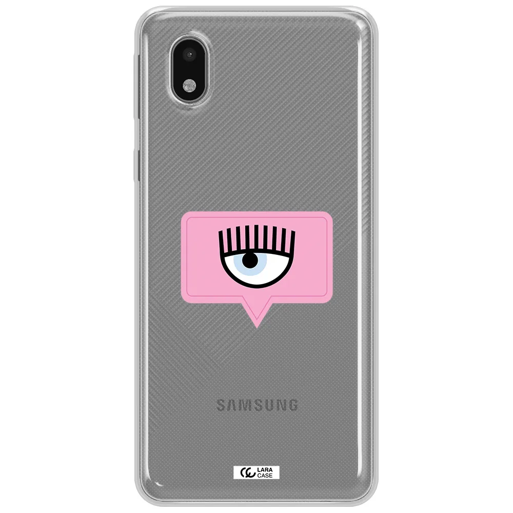 A Pink Chat Bubble With Eye And Eyelashes Samsung A01 Core Clear Tpu Case
