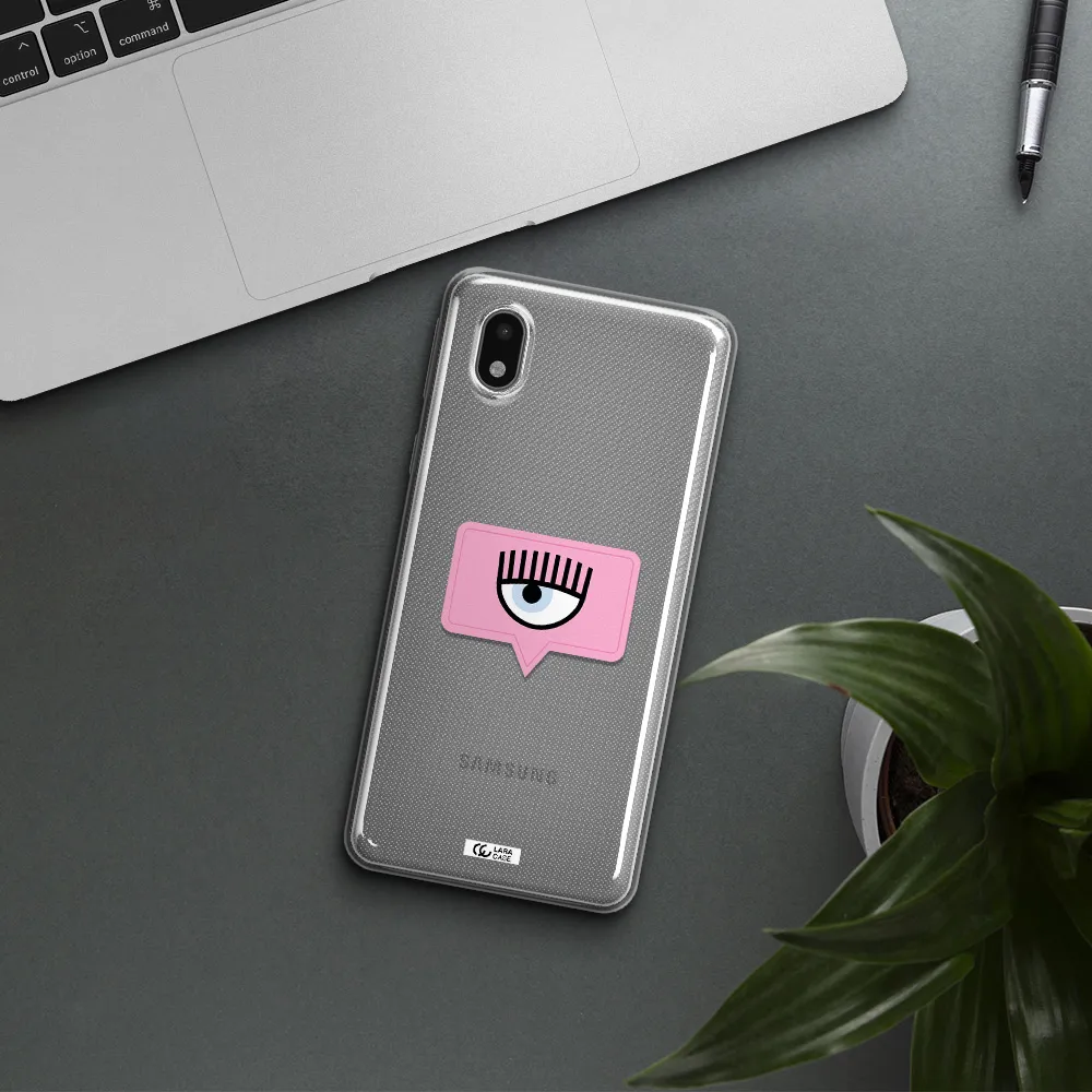 A Pink Chat Bubble With Eye And Eyelashes Samsung A01 Core Clear Tpu Case