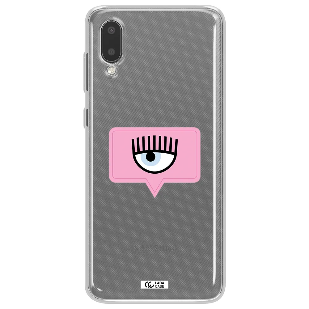 A Pink Chat Bubble With Eye And Eyelashes Samsung A02 Clear Tpu Case