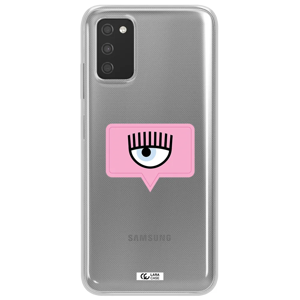A Pink Chat Bubble With Eye And Eyelashes Samsung A03S Clear Tpu Case