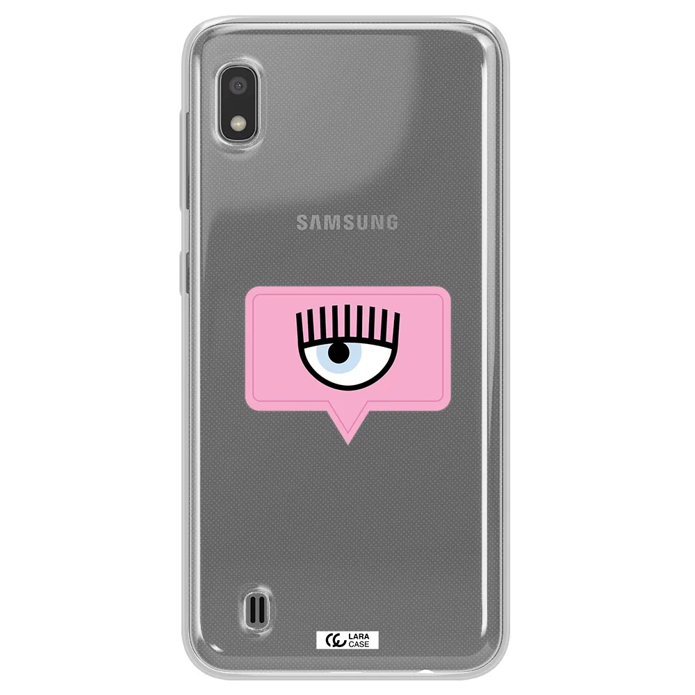 A Pink Chat Bubble With Eye And Eyelashes Samsung A10 Clear Tpu Case