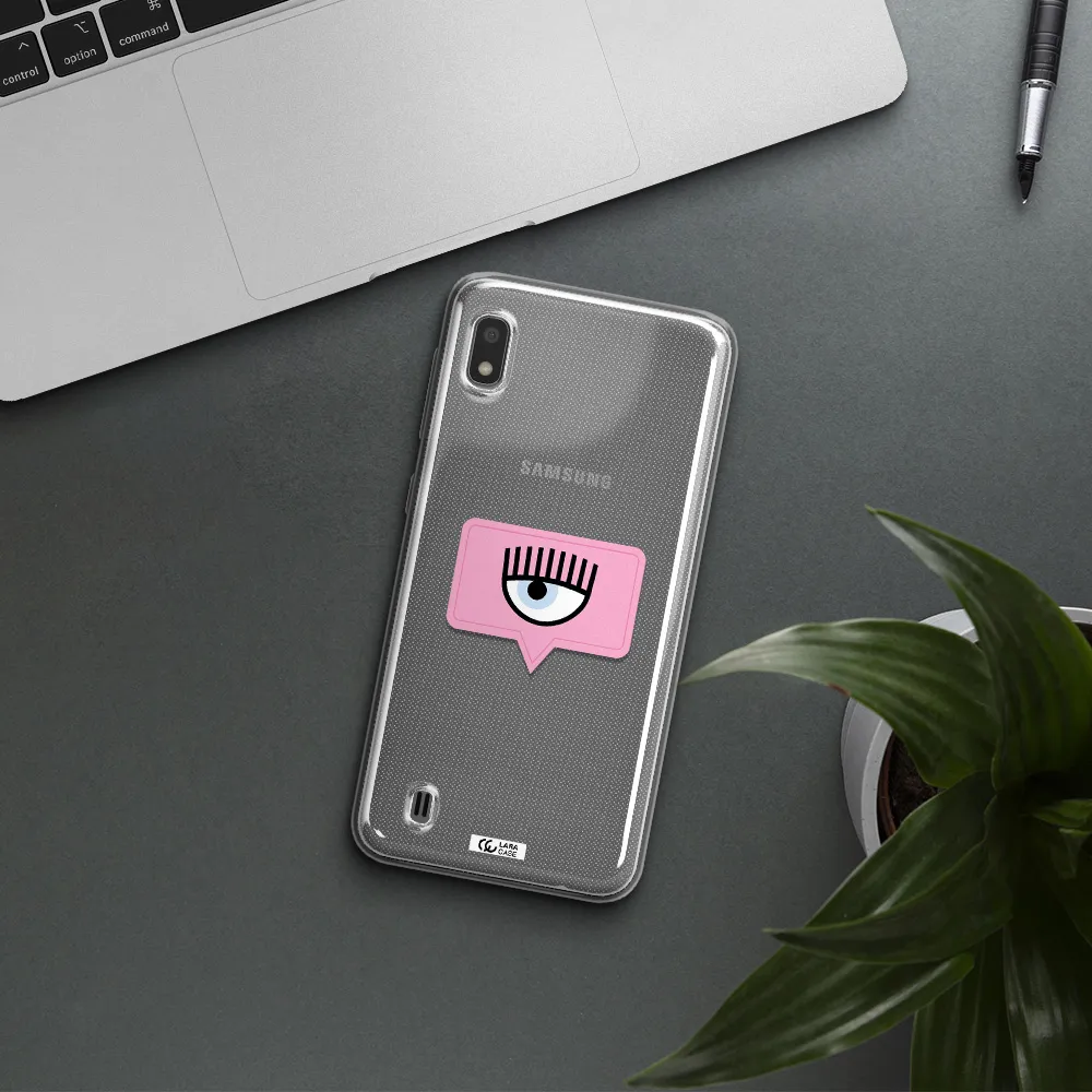 A Pink Chat Bubble With Eye And Eyelashes Samsung A10 Clear Tpu Case