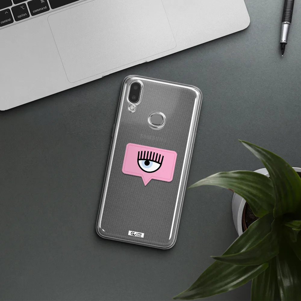 A Pink Chat Bubble With Eye And Eyelashes Samsung A10S Clear Tpu Case