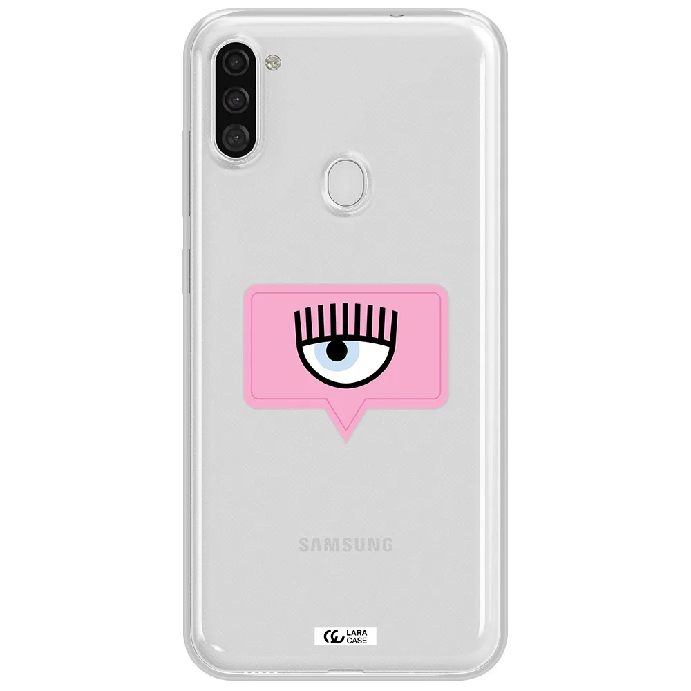 A Pink Chat Bubble With Eye And Eyelashes Samsung A11 Clear Tpu Case