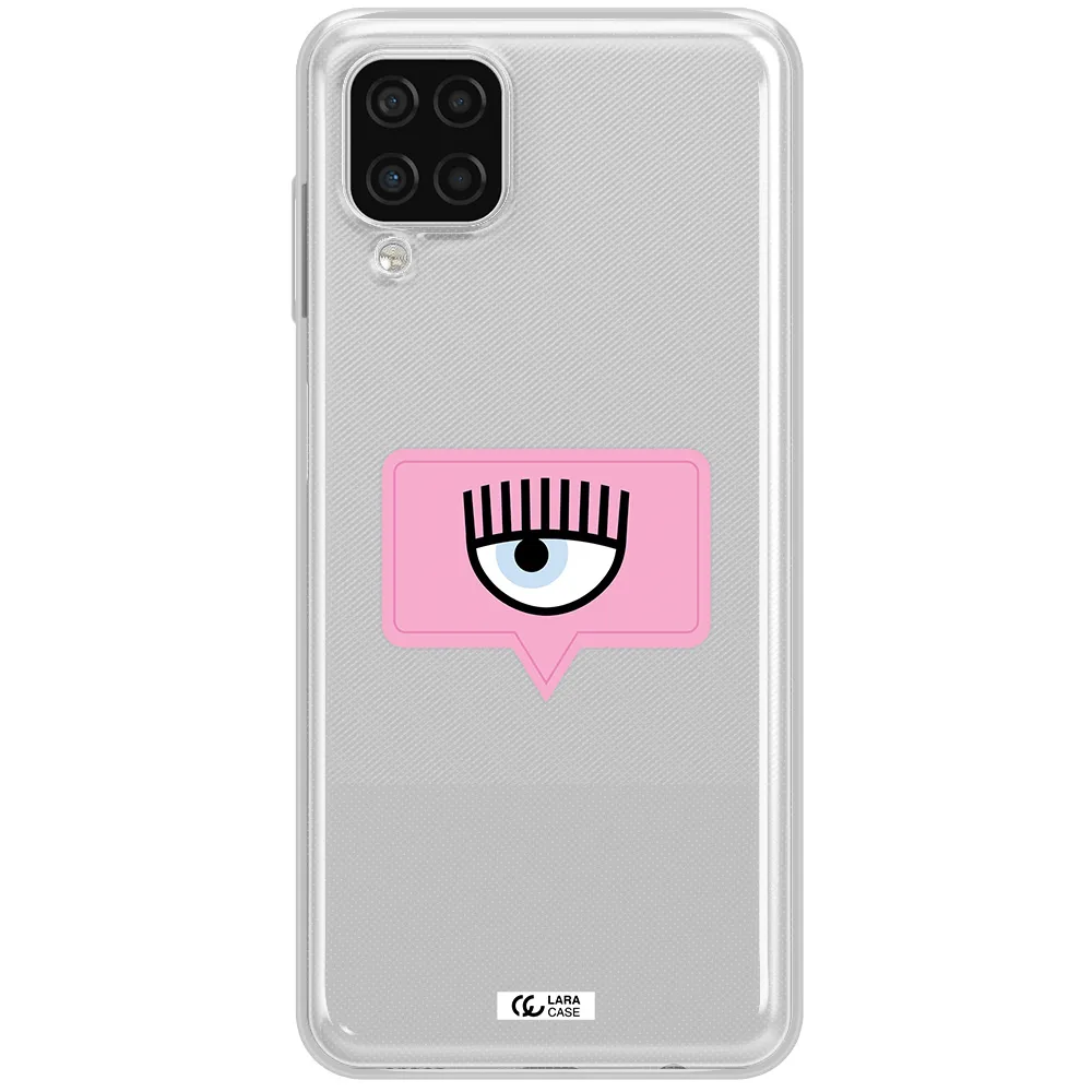 A Pink Chat Bubble With Eye And Eyelashes Samsung A12 4G Clear Tpu Case