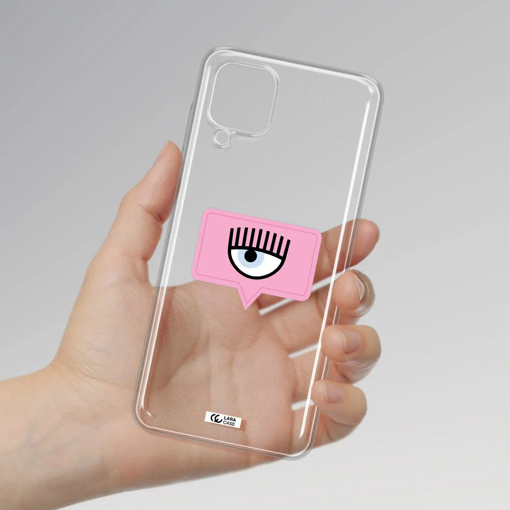 A Pink Chat Bubble With Eye And Eyelashes Samsung A12 4G Clear Tpu Case