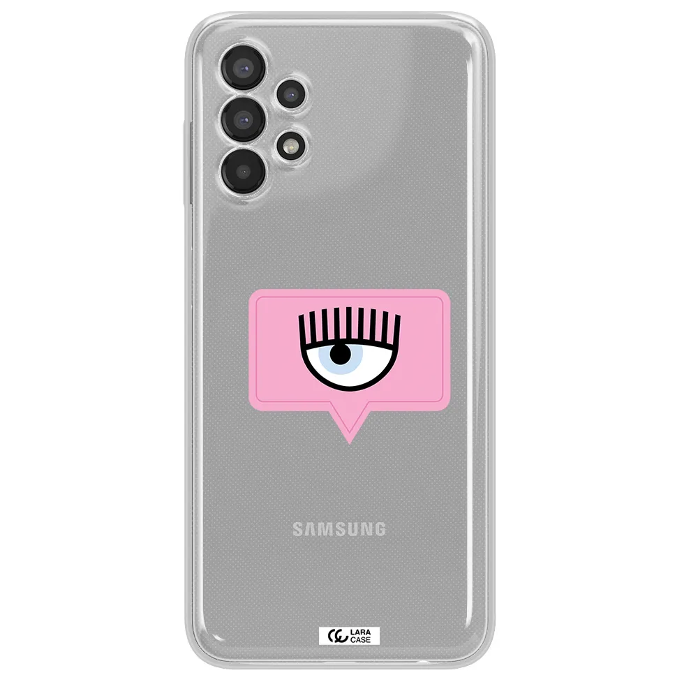 A Pink Chat Bubble With Eye And Eyelashes Samsung A13 Clear Tpu Case