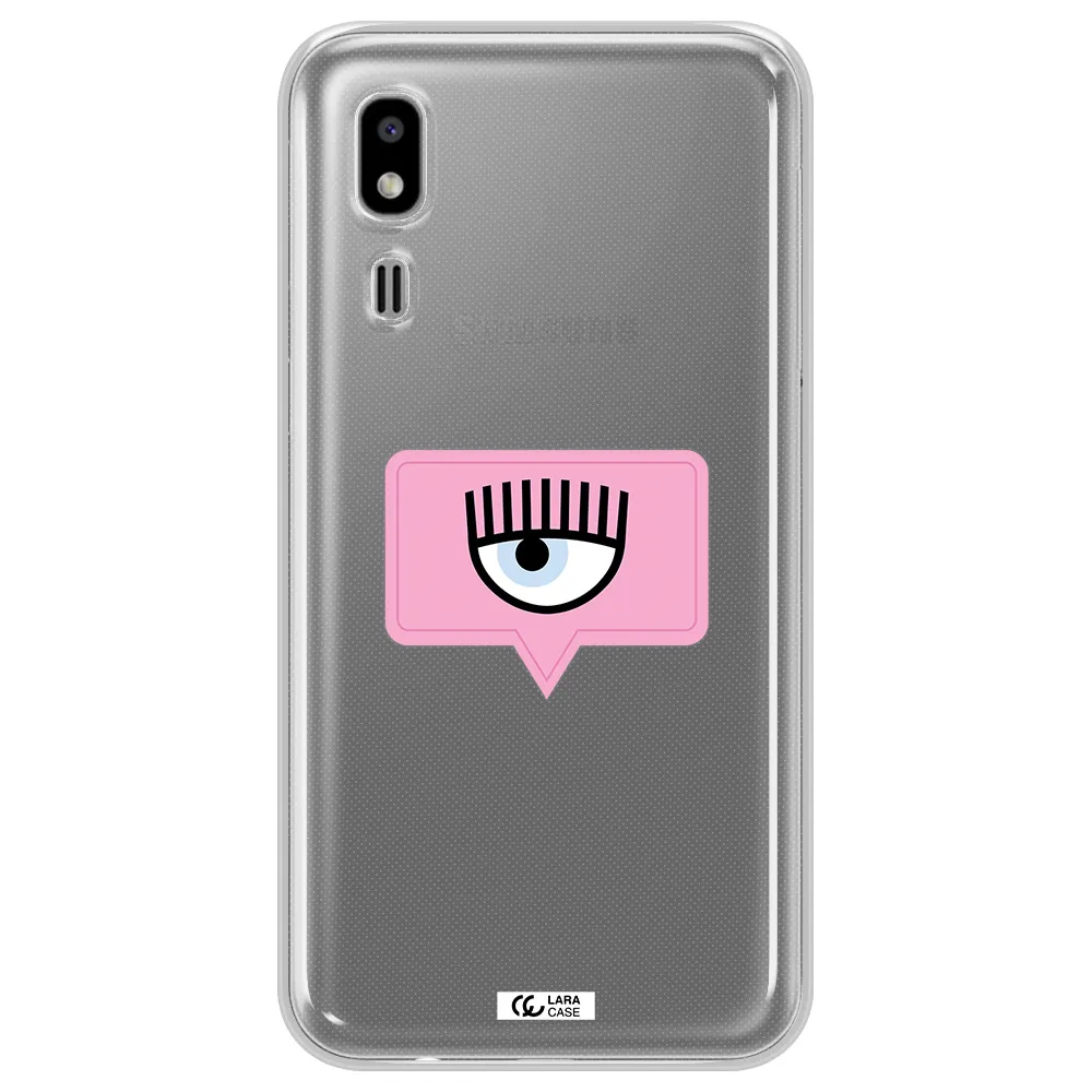A Pink Chat Bubble With Eye And Eyelashes Samsung A2 Core Clear Tpu Case