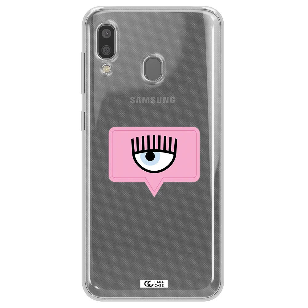 A Pink Chat Bubble With Eye And Eyelashes Samsung A20 Clear Tpu Case