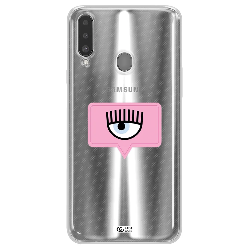 A Pink Chat Bubble With Eye And Eyelashes Samsung A20S Clear Tpu Case