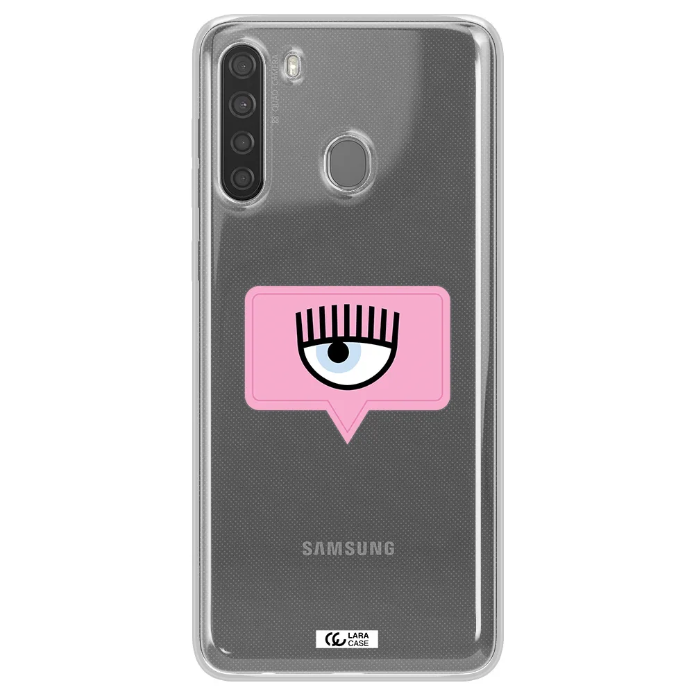 A Pink Chat Bubble With Eye And Eyelashes Samsung A21 Clear Tpu Case