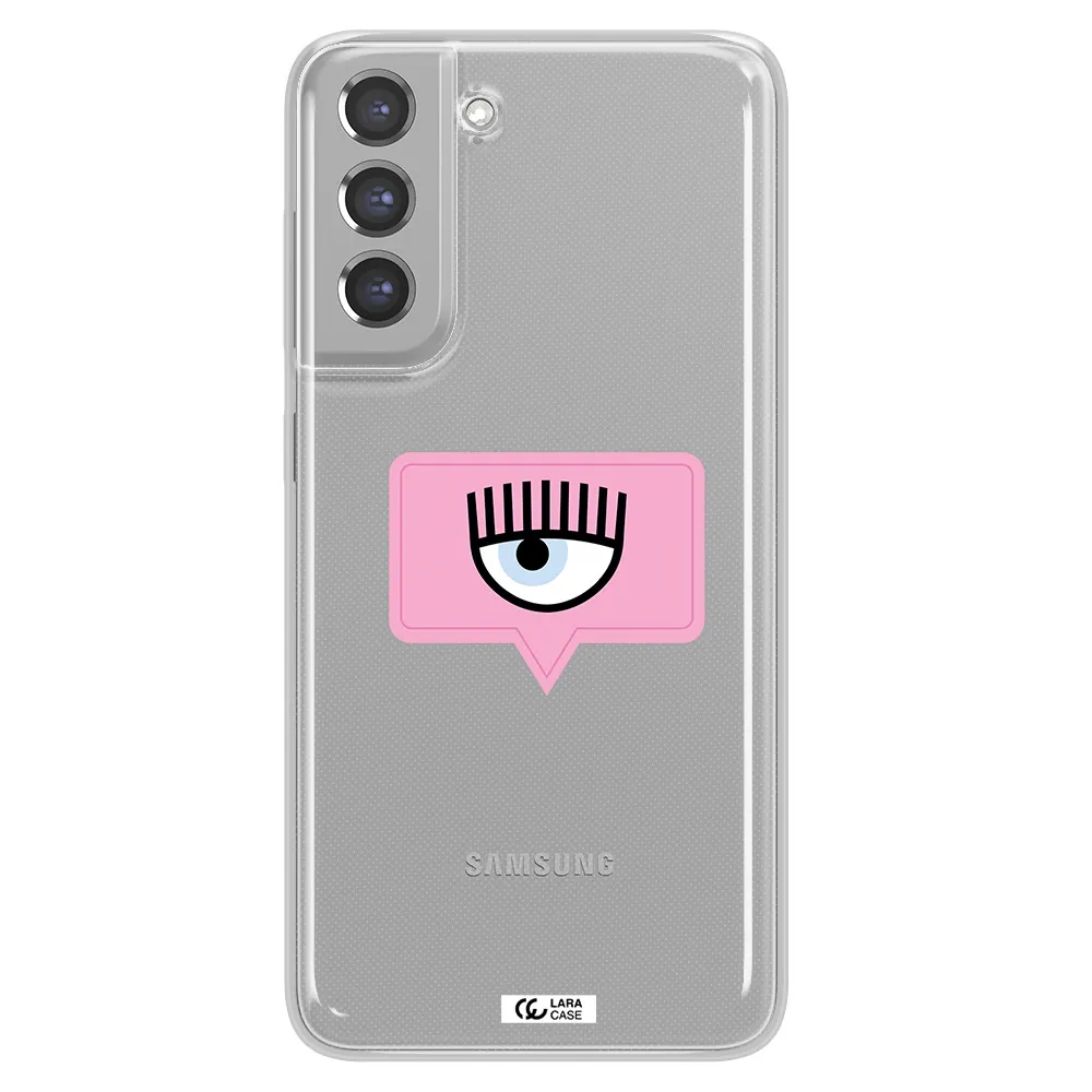 A Pink Chat Bubble With Eye And Eyelashes Samsung A21 Fe Clear Tpu Case