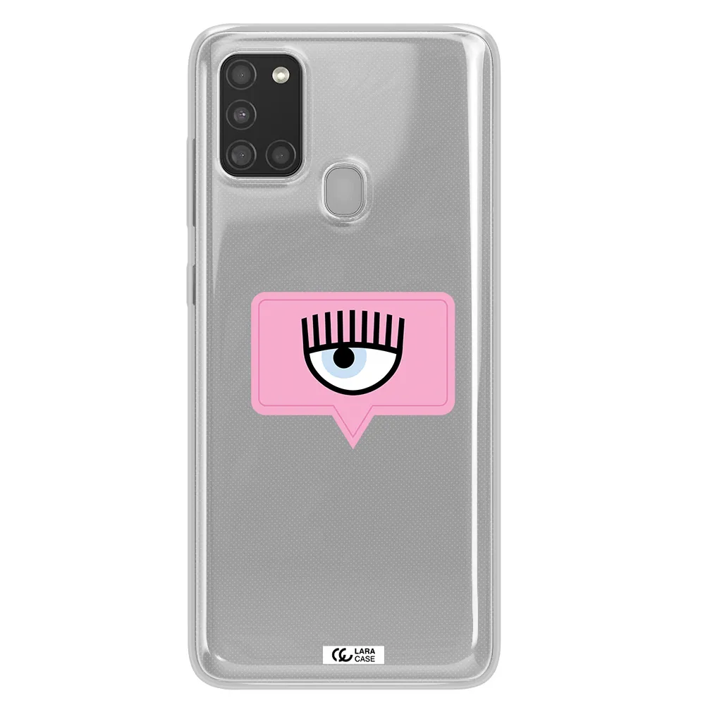 A Pink Chat Bubble With Eye And Eyelashes Samsung A21S Clear Tpu Case
