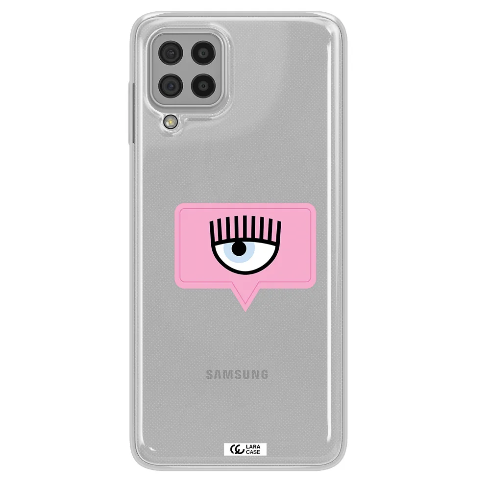A Pink Chat Bubble With Eye And Eyelashes Samsung A22 4G Clear Tpu Case
