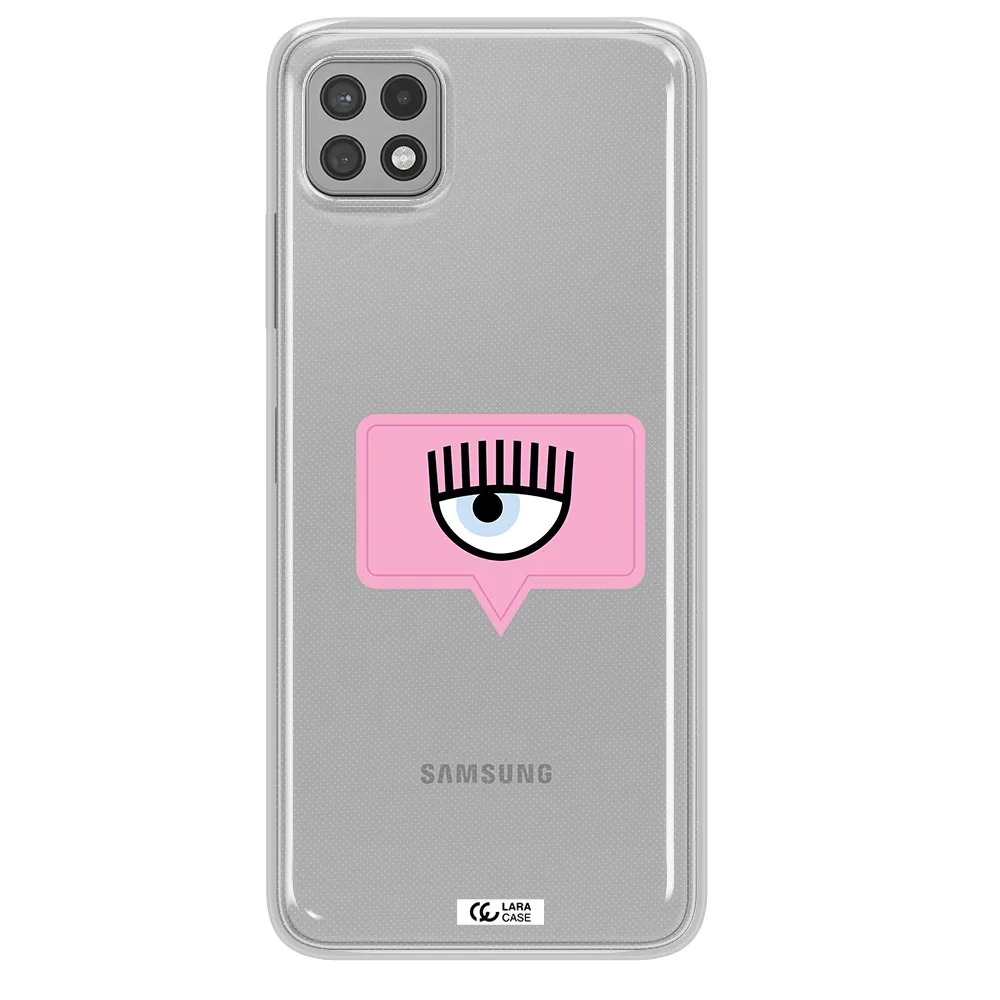 A Pink Chat Bubble With Eye And Eyelashes Samsung A22 5G Clear Tpu Case