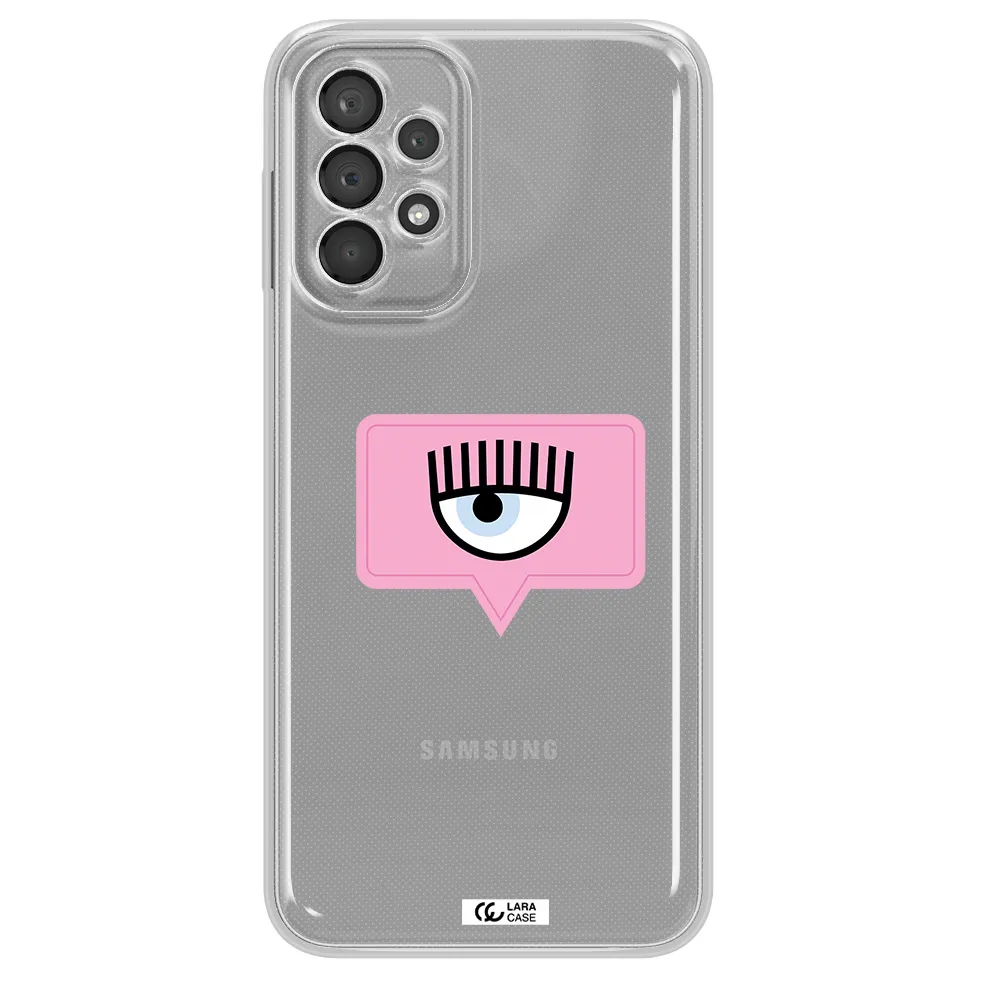 A Pink Chat Bubble With Eye And Eyelashes Samsung A23 5G Clear Tpu Case