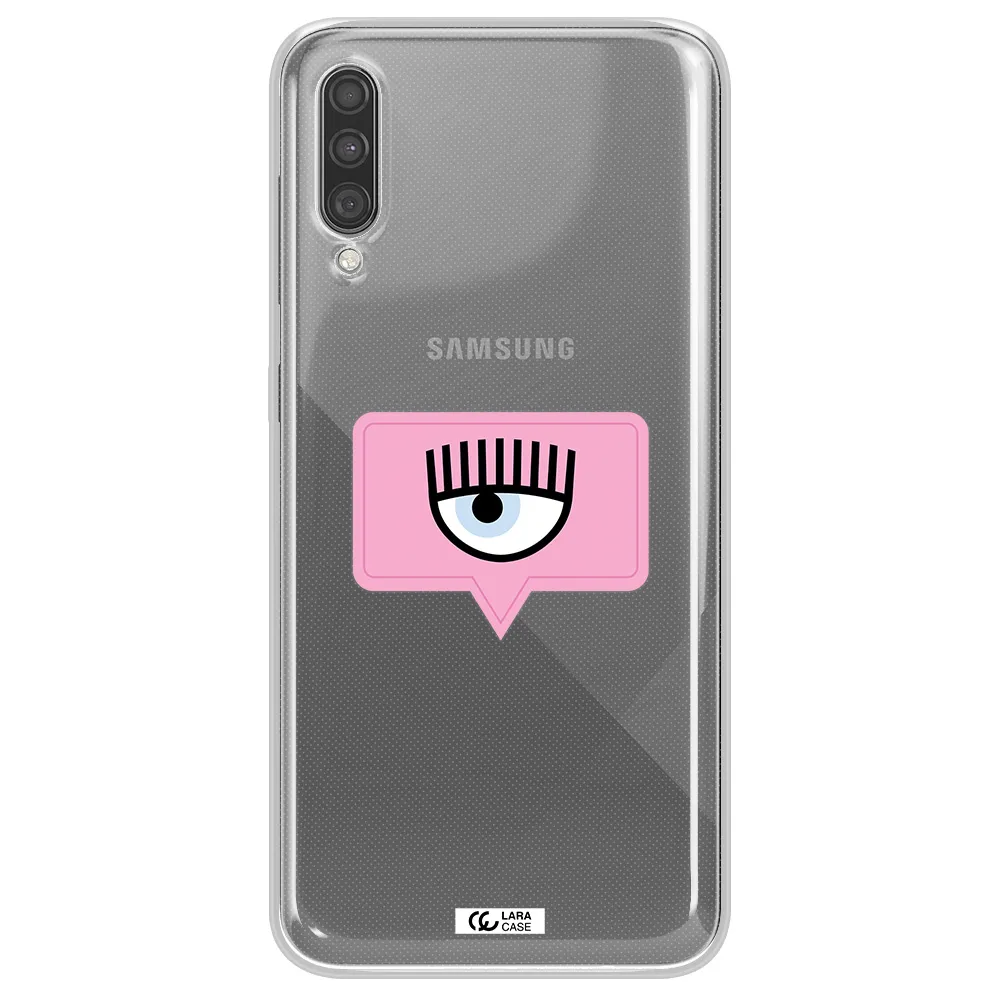 A Pink Chat Bubble With Eye And Eyelashes Samsung A30S Clear Tpu Case