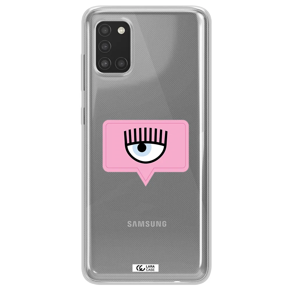 A Pink Chat Bubble With Eye And Eyelashes Samsung A31 Clear Tpu Case