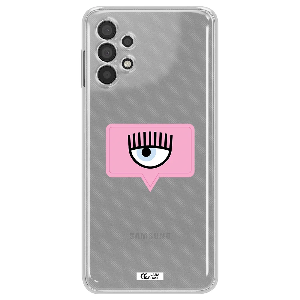 A Pink Chat Bubble With Eye And Eyelashes Samsung A32 4G Clear Tpu Case