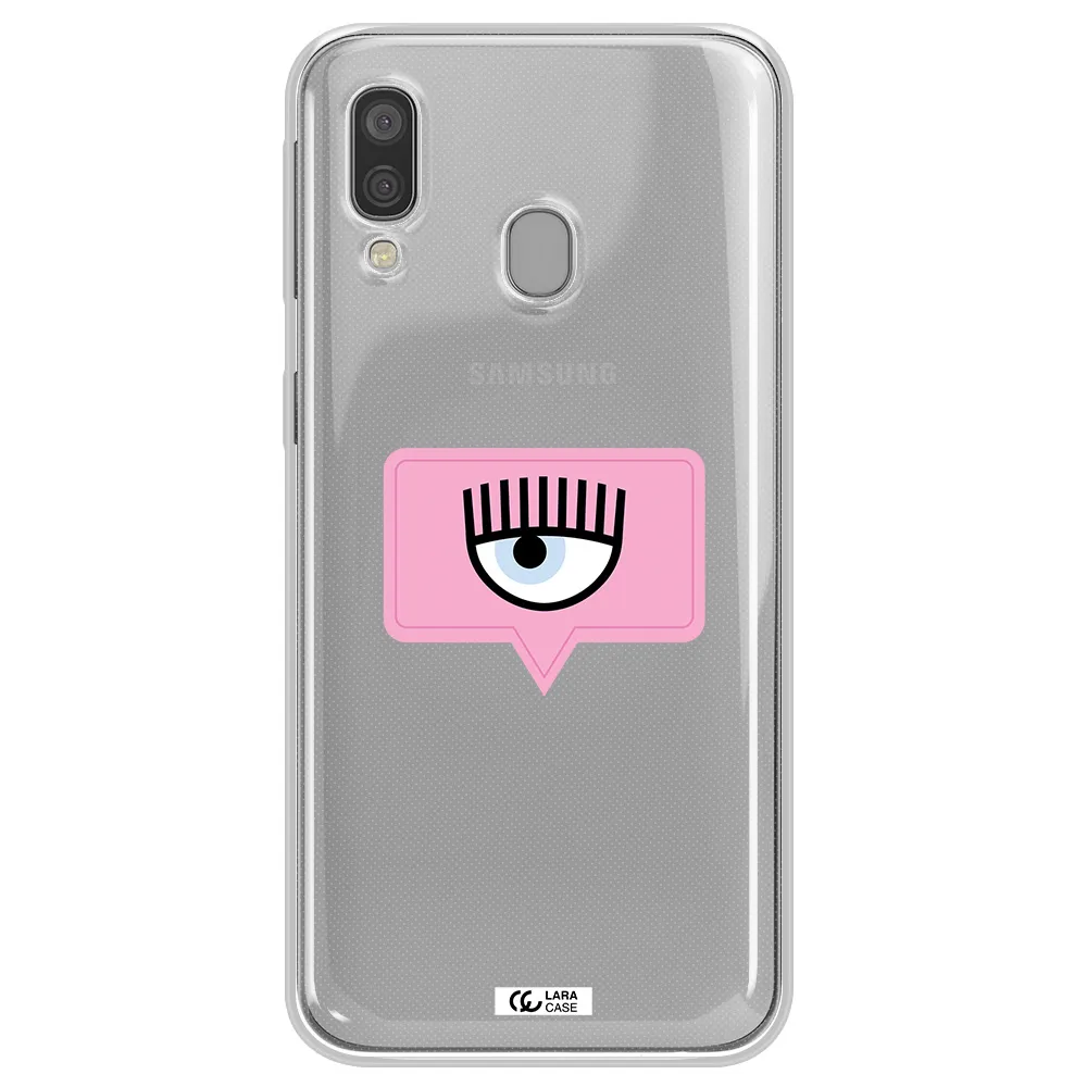 A Pink Chat Bubble With Eye And Eyelashes Samsung A40 Clear Tpu Case