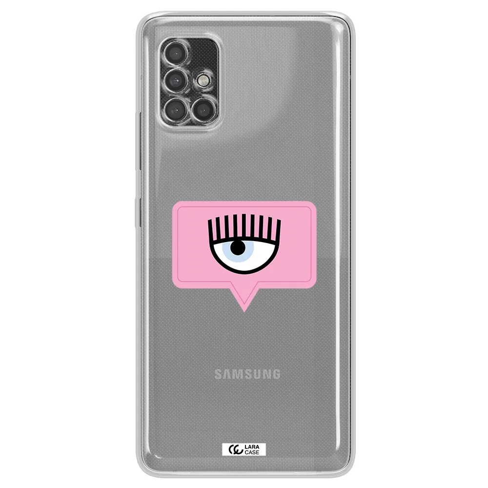 A Pink Chat Bubble With Eye And Eyelashes Samsung A40S Clear Tpu Case