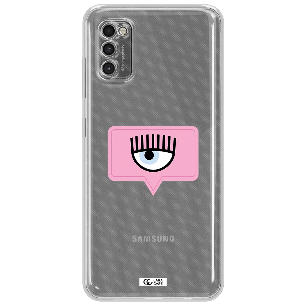 A Pink Chat Bubble With Eye And Eyelashes Samsung A41 Clear Tpu Case