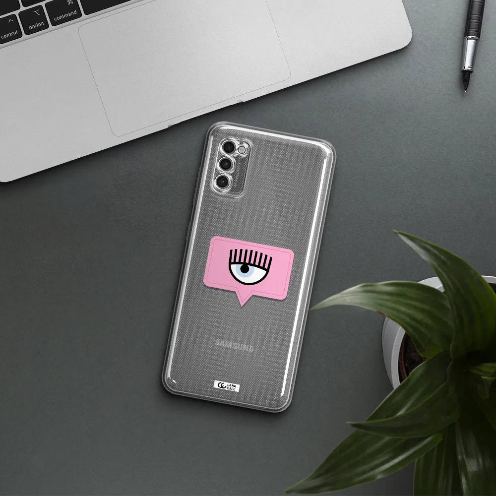 A Pink Chat Bubble With Eye And Eyelashes Samsung A41 Clear Tpu Case