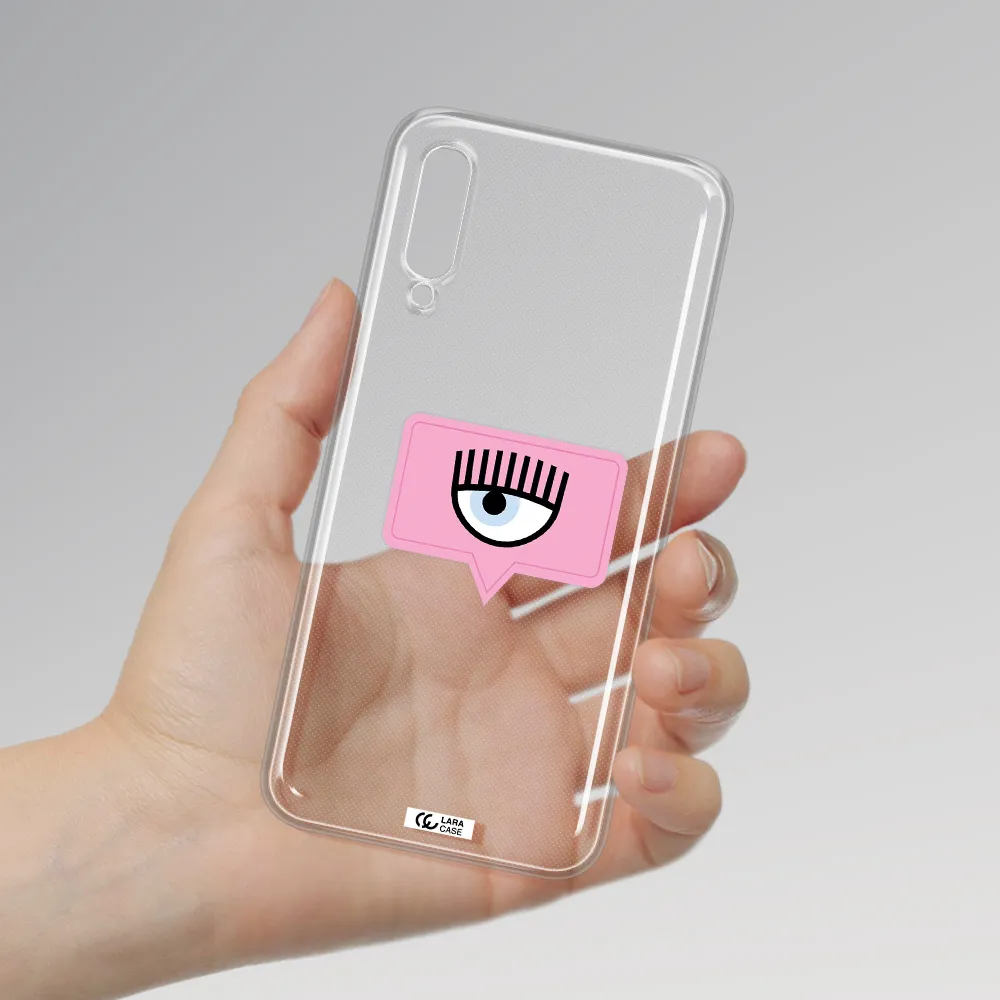 A Pink Chat Bubble With Eye And Eyelashes Samsung A50 Clear Tpu Case