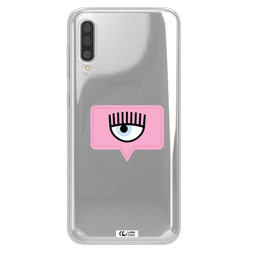 A Pink Chat Bubble With Eye And Eyelashes Samsung A50S Clear Tpu Case