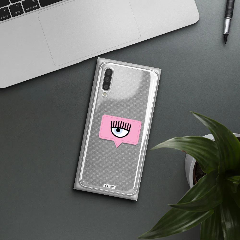 A Pink Chat Bubble With Eye And Eyelashes Samsung A50S Clear Tpu Case