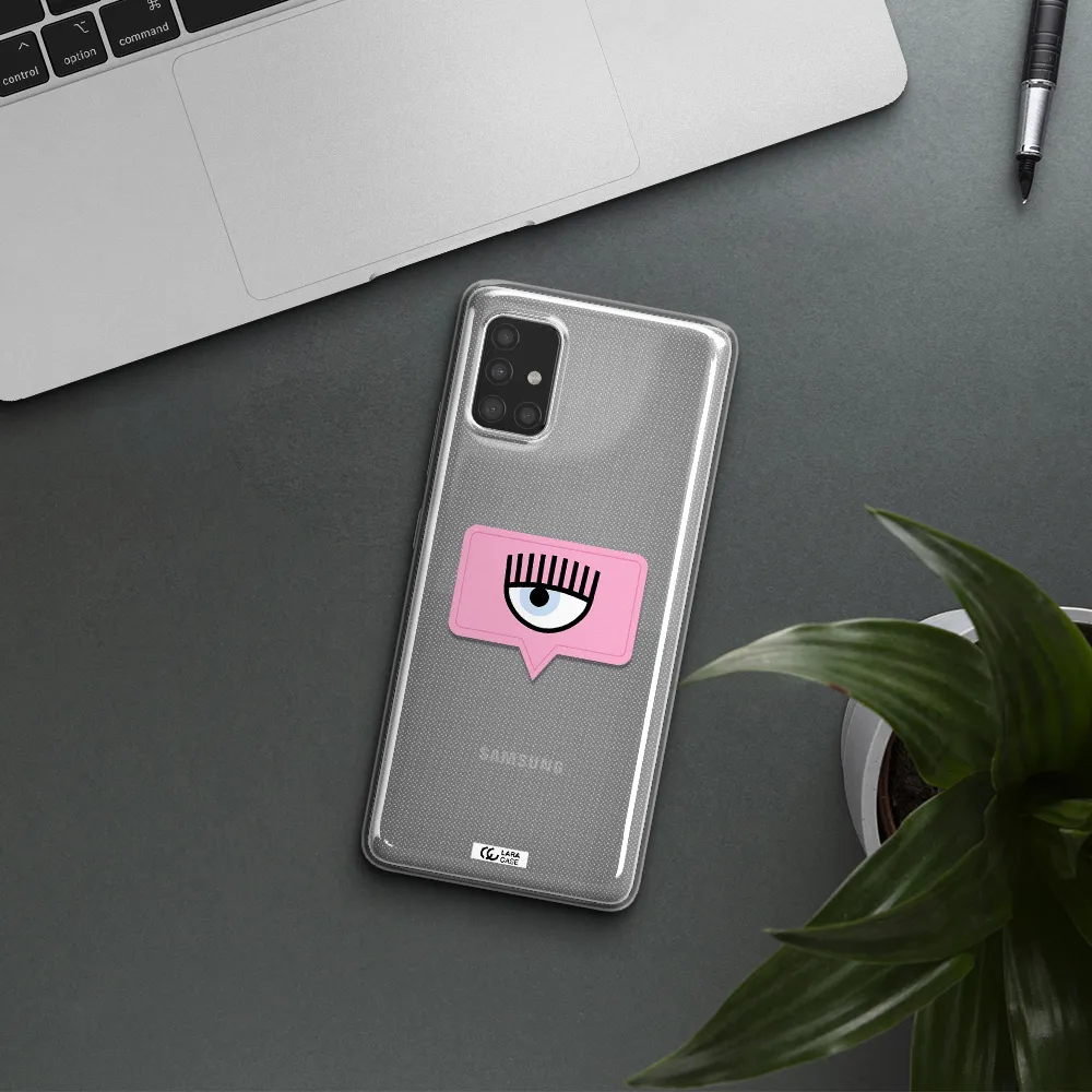 A Pink Chat Bubble With Eye And Eyelashes Samsung A51 Clear Tpu Case