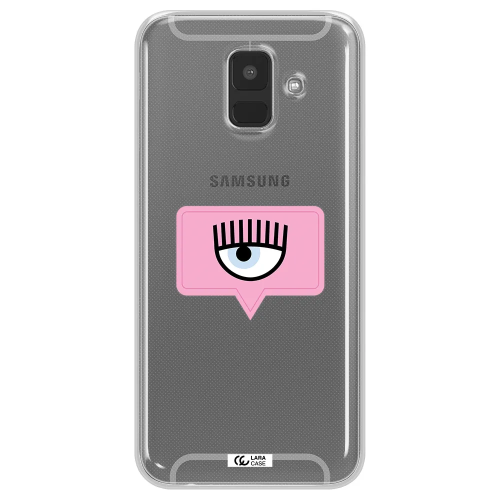 A Pink Chat Bubble With Eye And Eyelashes Samsung A6 Clear Tpu Case
