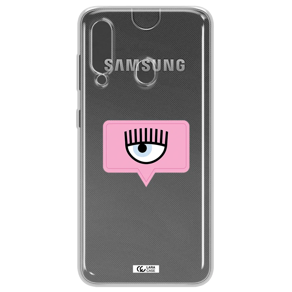 A Pink Chat Bubble With Eye And Eyelashes Samsung A60 Clear Tpu Case