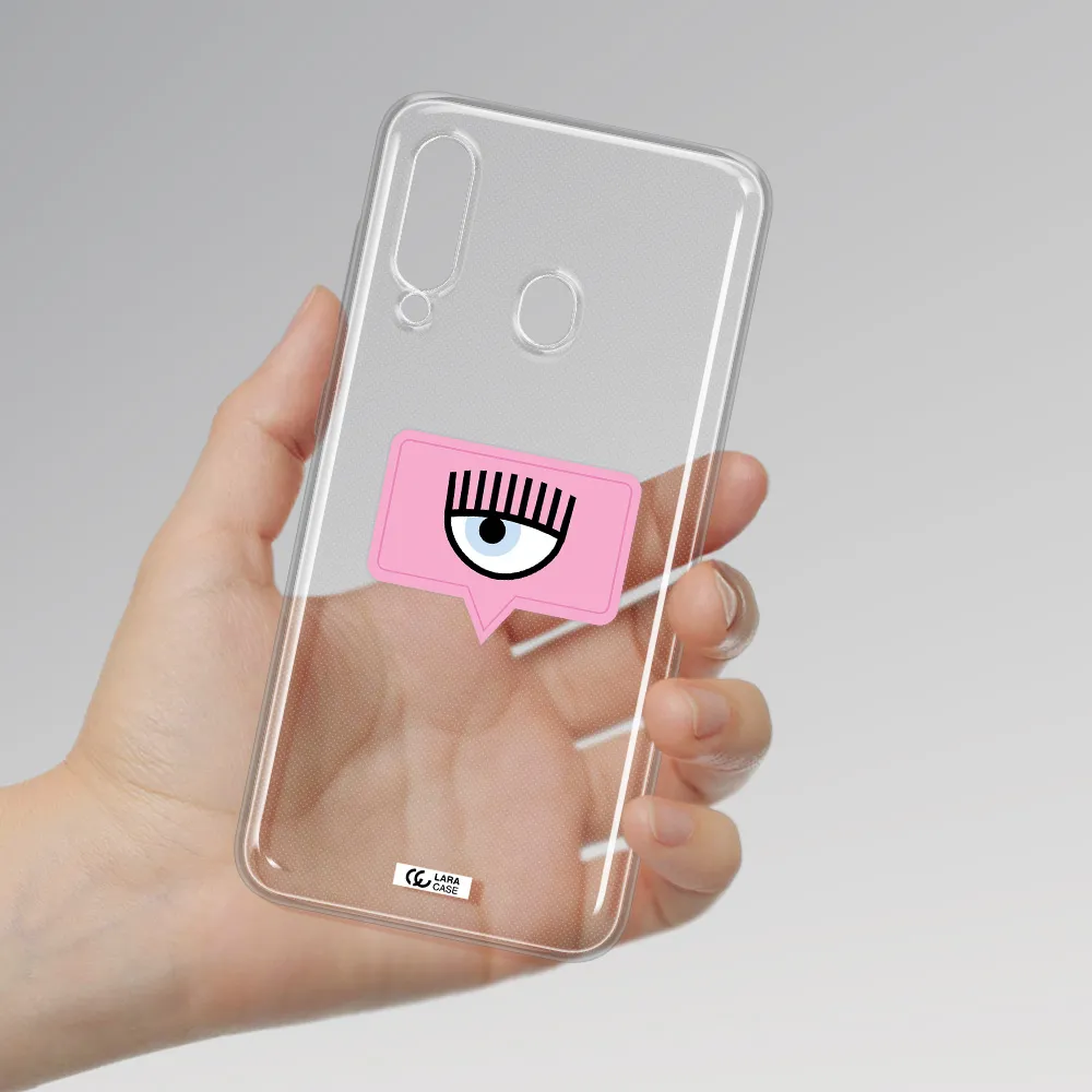 A Pink Chat Bubble With Eye And Eyelashes Samsung A60 Clear Tpu Case