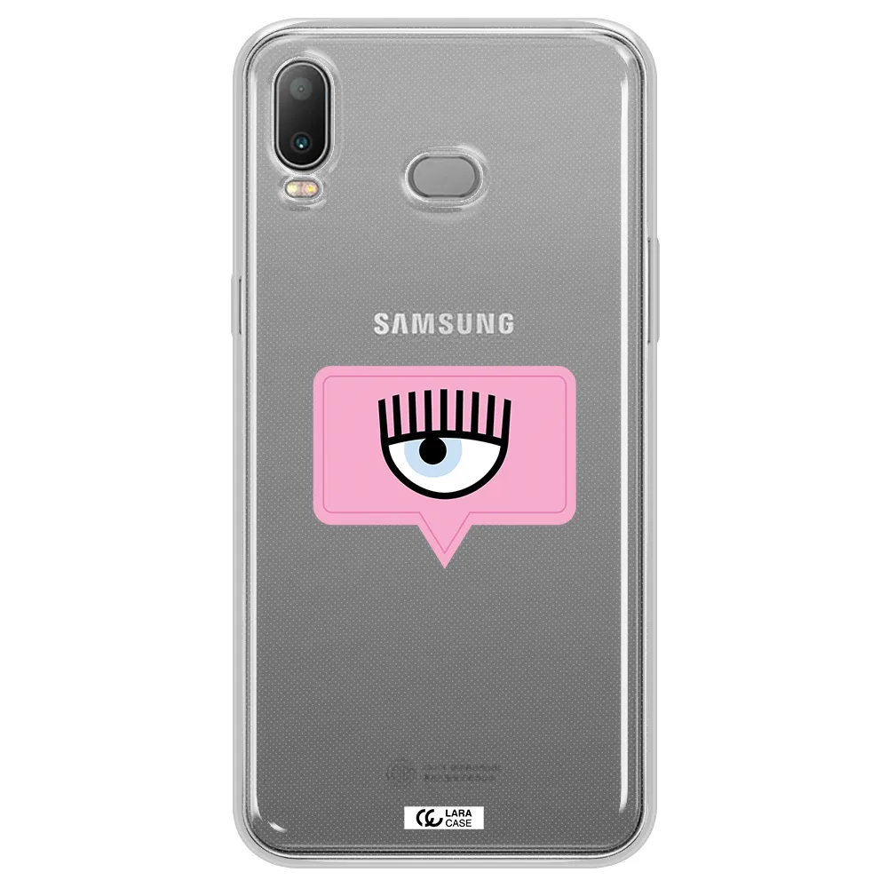 A Pink Chat Bubble With Eye And Eyelashes Samsung A6S Clear Tpu Case