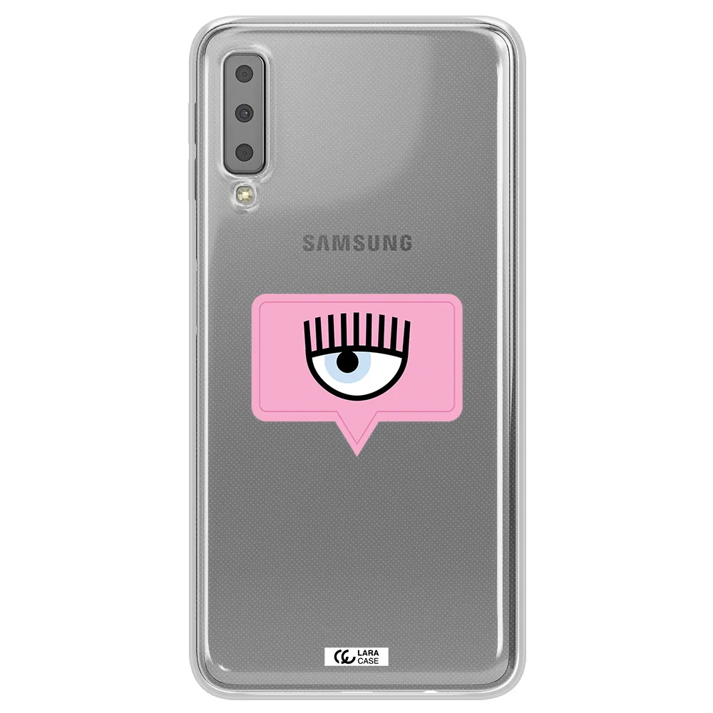 A Pink Chat Bubble With Eye And Eyelashes Samsung A7 2018 Clear Tpu Case
