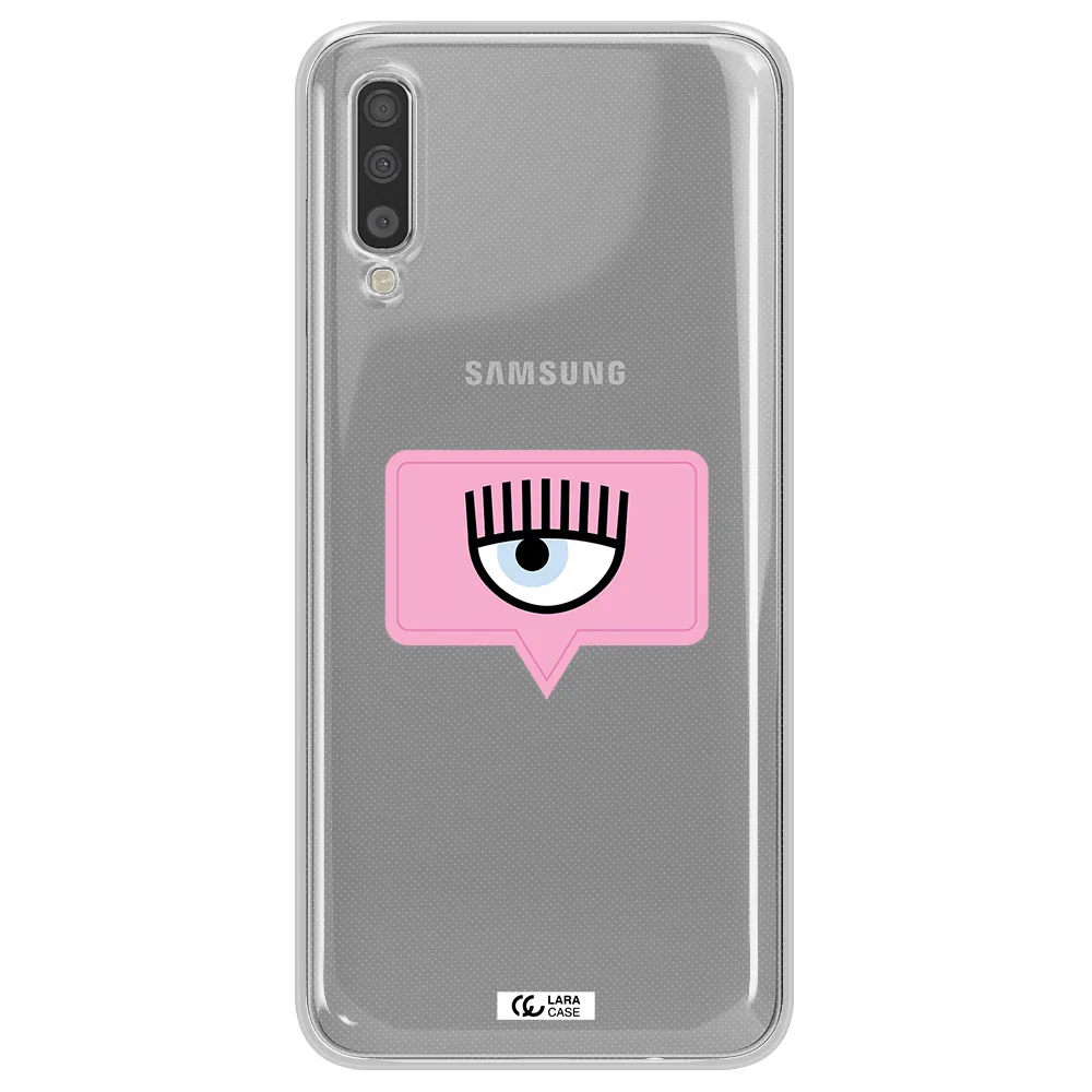 A Pink Chat Bubble With Eye And Eyelashes Samsung A70S Clear Tpu Case