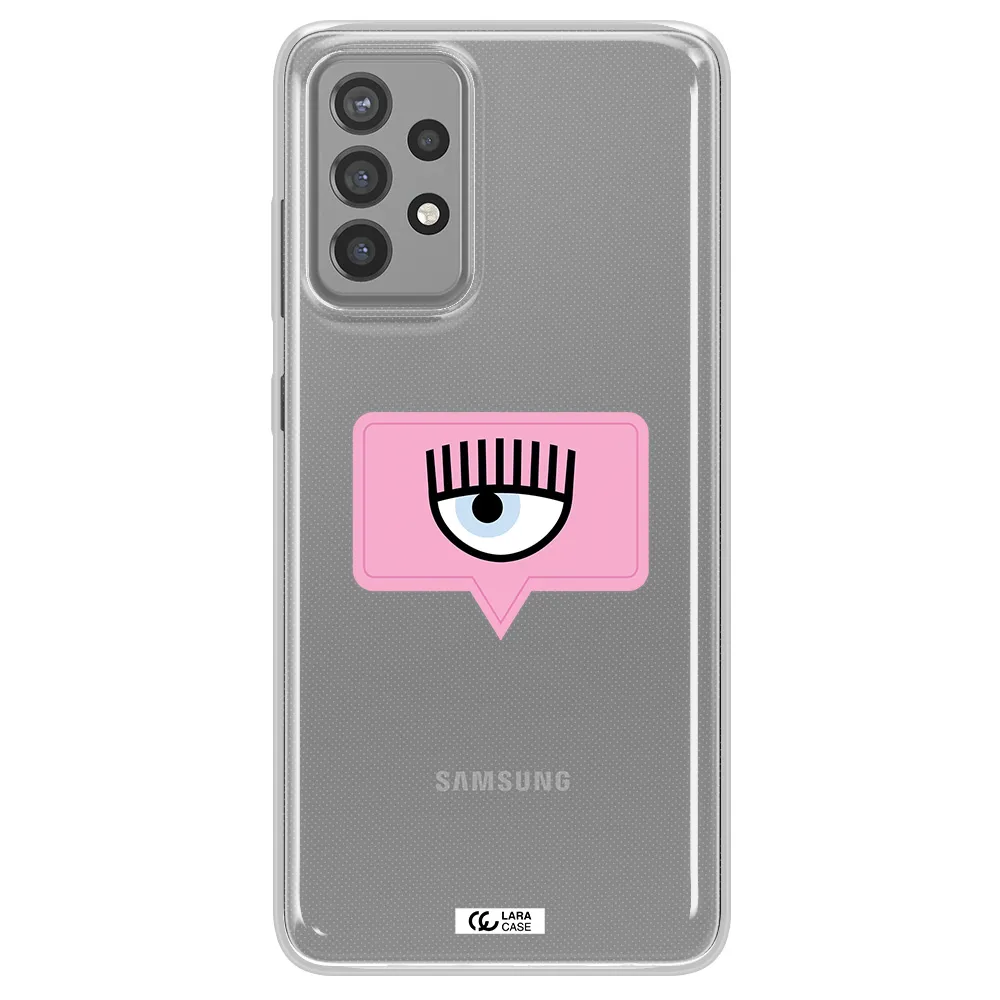 A Pink Chat Bubble With Eye And Eyelashes Samsung A72 Clear Tpu Case