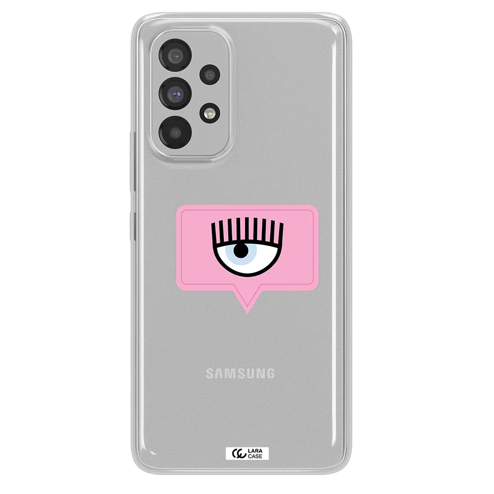 A Pink Chat Bubble With Eye And Eyelashes Samsung A73 Clear Tpu Case