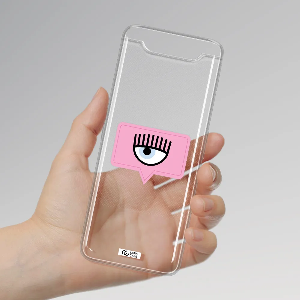 A Pink Chat Bubble With Eye And Eyelashes Samsung A80 Clear Tpu Case